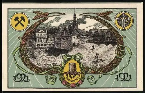 Notgeld Neurode, 50 Pfennig, Das alte Rathaus um 1839