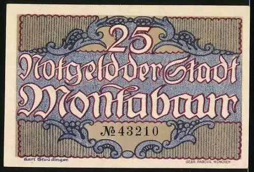 Notgeld Montabaur 1920, 25 Pfennig, Ortspartie am Amtsgebäude