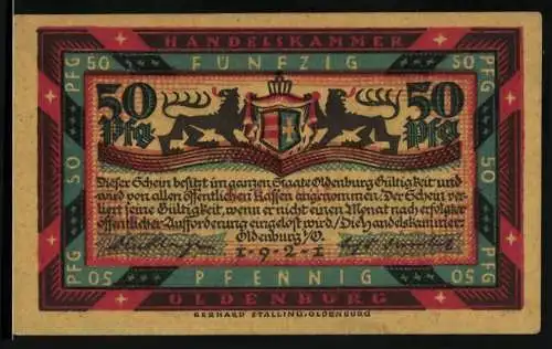 Notgeld Oldenburg 1921, 50 Pfennig, Familie ums offene Feuer