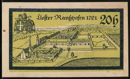 Notgeld Ranshofen 1920, 20 Heller, Das Kloster Ransshofen