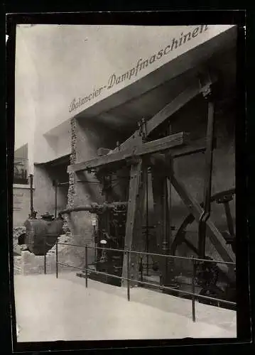 Fotografie W. Apel, Berlin, Ansicht München, Deutsches Museum, Balancier-Dampfmaschinen