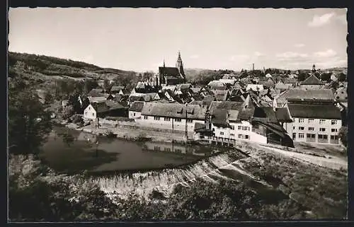 AK Meisenheim a. Glan, Blick übers Wehr zur Kirche