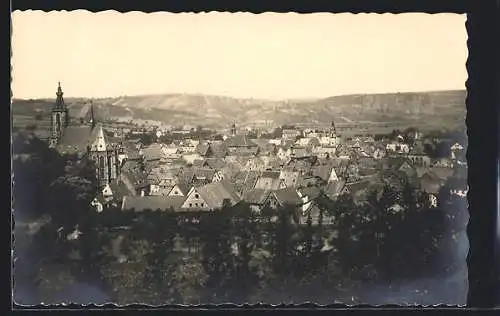 AK Meisenheim am Glan, Blick vom Tal aus, Kirche und Häuser