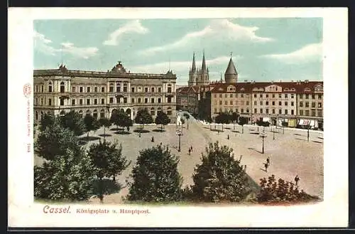 AK Cassel, Königsplatz und Hauptpost