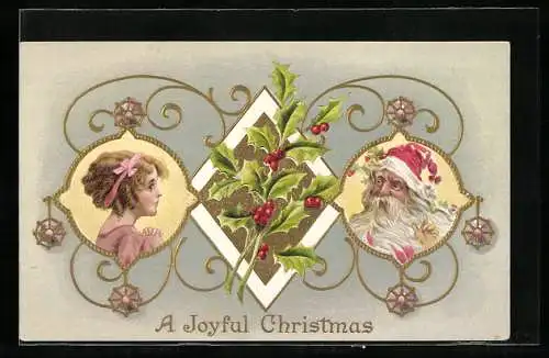 AK Mädchen und Weihnachtsmann, A Joyful Christmas