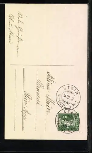 AK Konfirmation, Schutzengel steht hinter einer Konfirmandin