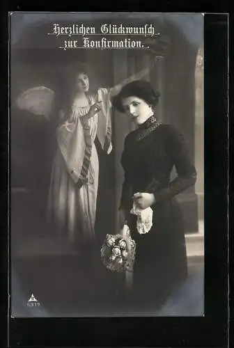 AK Engel wacht bei Konfirmation über eine junge Frau