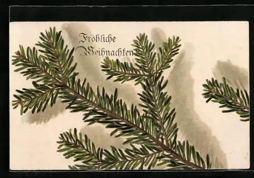 Präge-AK Grüne Tannenzweige zu Weihnachten