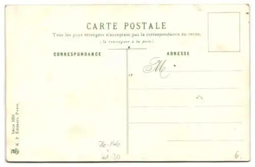 Glitzer-Perl-AK Cuirassé D`Escadre Brennus, besetzt mit verschiedenfarbigen Glitzersteinen