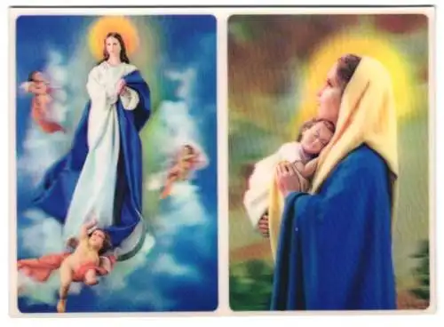 3D-AK The Holy Mother with three angels and with Baby Jesus