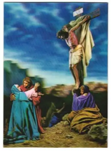 3D-AK Jesus am Kreuz von Golgatha