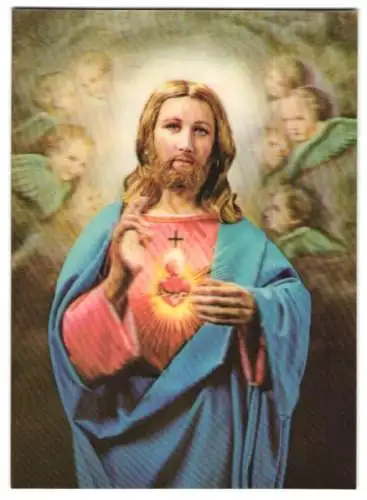 3D-AK Sacred Heart, Jesus mit Engel