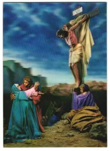 3D-AK Jesus am Kreuz von Golgatha
