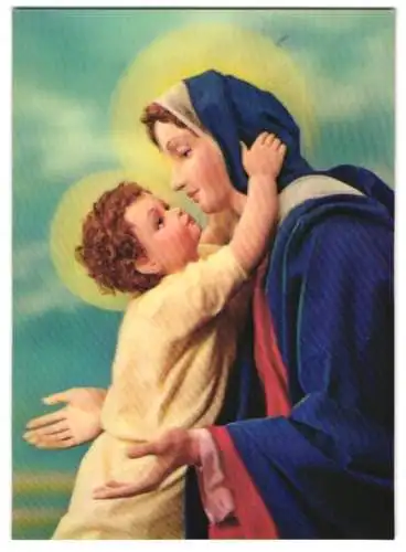 3D-AK Heilige Maria mit ihrem Kind Jesus Christus