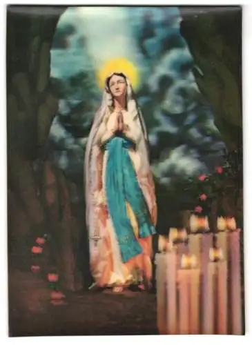 3D-AK Heilige Maria betend zwischen den Felswänden