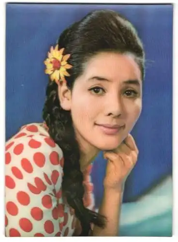 3D-AK Winky Girl mit Blume im Haar