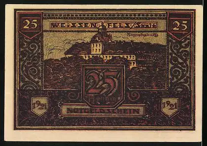 Notgeld Weissenfels /Saale 1921, 25 Pfennig, Augustusburg, Stadtwappen