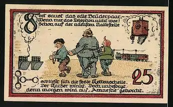 Notgeld Gatersleben 1921, 25 Pfennig, Arbeiter, Schmied und Bauer