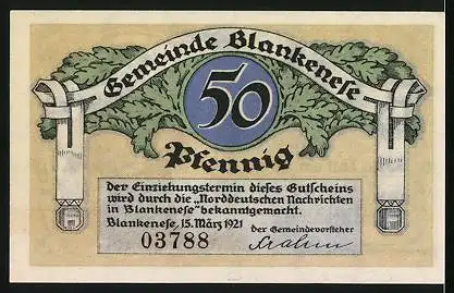 Notgeld Blankenese 1921, 50 Pfennig, Blankeneser Lotse