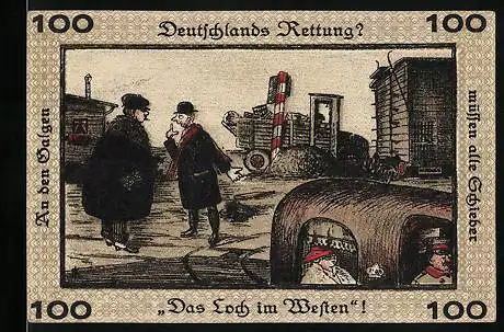 Notgeld Neugraben-Hausbruch 1921, 100 Pfennig, Schieber an der Bahn