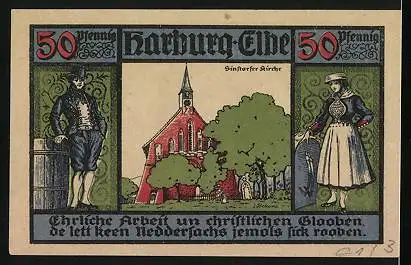 Notgeld Harburg /Elbe 1921, 50 Pfennig, Kreissparkasse des Landkreises Harburg