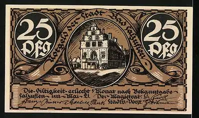 Notgeld Bad Salzuflen 1921, 25 Pfennig, Schmied mit Hammer und Amboss