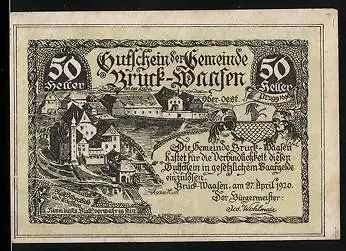 Notgeld Bruck-Waasen 1920, 50 Heller, Ortsansicht