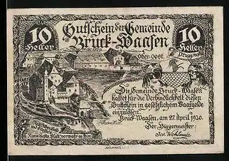 Notgeld Bruck-Waasen 1920, 10 Heller, Ortsansicht