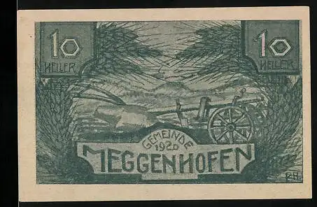 Notgeld Meggenhofen 1920, 10 Heller, Wagen und Ähren