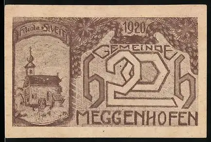 Notgeld Meggenhofen 1920, 20 Heller, Kirche