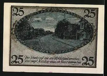 Notgeld Schnelsen, 25 Pfennig, Strassenpartie, Bauer mit Kalb