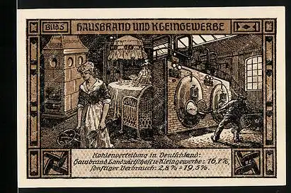 Notgeld Bitterfeld 1921, 50 Pfennig, Hausbrand und Kleingewerbe, Kohlenverteilung