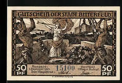 Notgeld Bitterfeld 1921, 50 Pfennig, Deutschlands Kohlenausfuhr