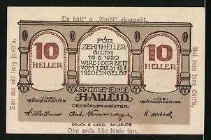 Notgeld Hallein 1920, 10 Heller, Die Schülerwerkstätte