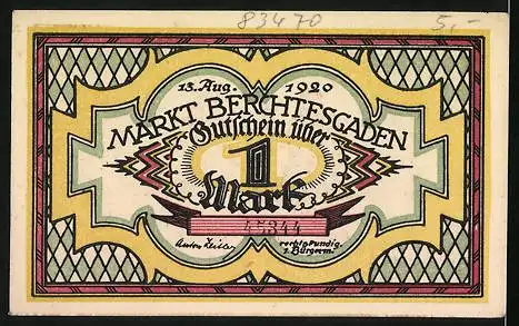 Notgeld Berchtesgaden 1920, 1 Mark, Mann und Frau in Tracht