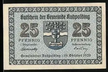 Notgeld Ruhpolding 1920, 25 Pfennig, Das Wappen der Gemeinde