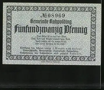 Notgeld Ruhpolding 1920, 25 Pfennig, Das Wappen der Gemeinde