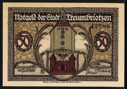 Notgeld Treuenbrietzen 1921, 50 Pfennig, Luther predigt unter der Lutherlinde
