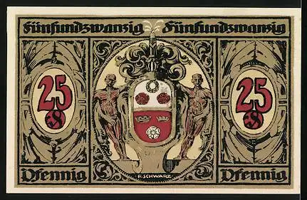 Notgeld Kronach 1921, 25 Pfennig, Partie am Rathaus