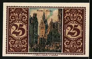 Notgeld Hannover 1921, 25 Pfennig, Markt-Kirche