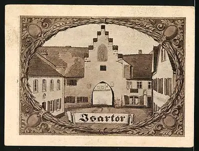 Notgeld Moosburg 1921, 25 Pfennig, Isartor, Wappen