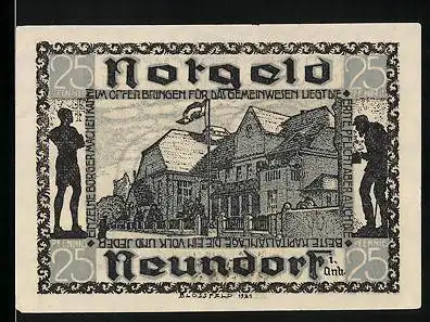 Notgeld Neundorf i. Anh. 1921, 25 Pfennig, Gebäudeansicht