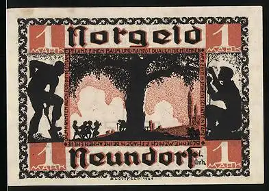 Notgeld Neundorf i. Anh. 1921, 1 Mark, Kinder am Baum