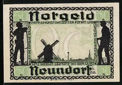 Notgeld Neundorf i. Anh. 1921, 50 Pfennig, Windmühle