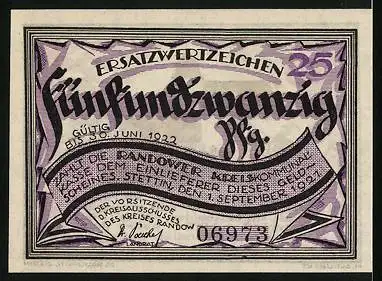 Notgeld Stettin 1921, 25 Pfennig, Altes Schloss Penkun