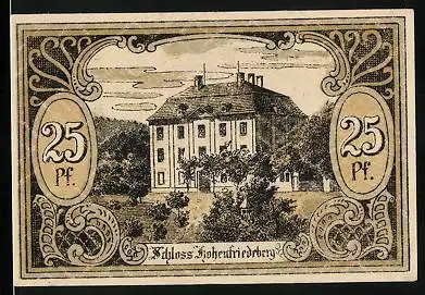 Notgeld Hohenfriedeberg, 25 Pfennig, Schloss Hohenfriedeberg