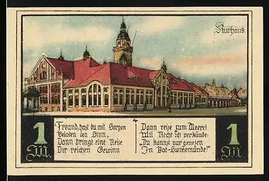 Notgeld Swinemünde, 1 Mark, Kurhaus, Wappen