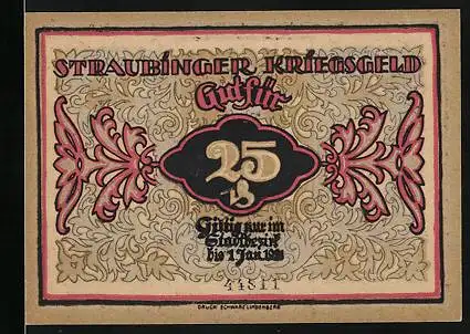 Notgeld Straubing 1921, 25 Pfennig, Turm