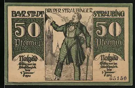 Notgeld Straubing 1921, 50 Pfennig, Bruder Straubinger