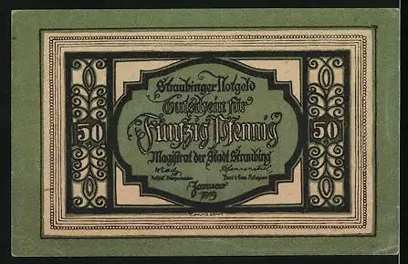 Notgeld Straubing 1921, 50 Pfennig, Bruder Straubinger